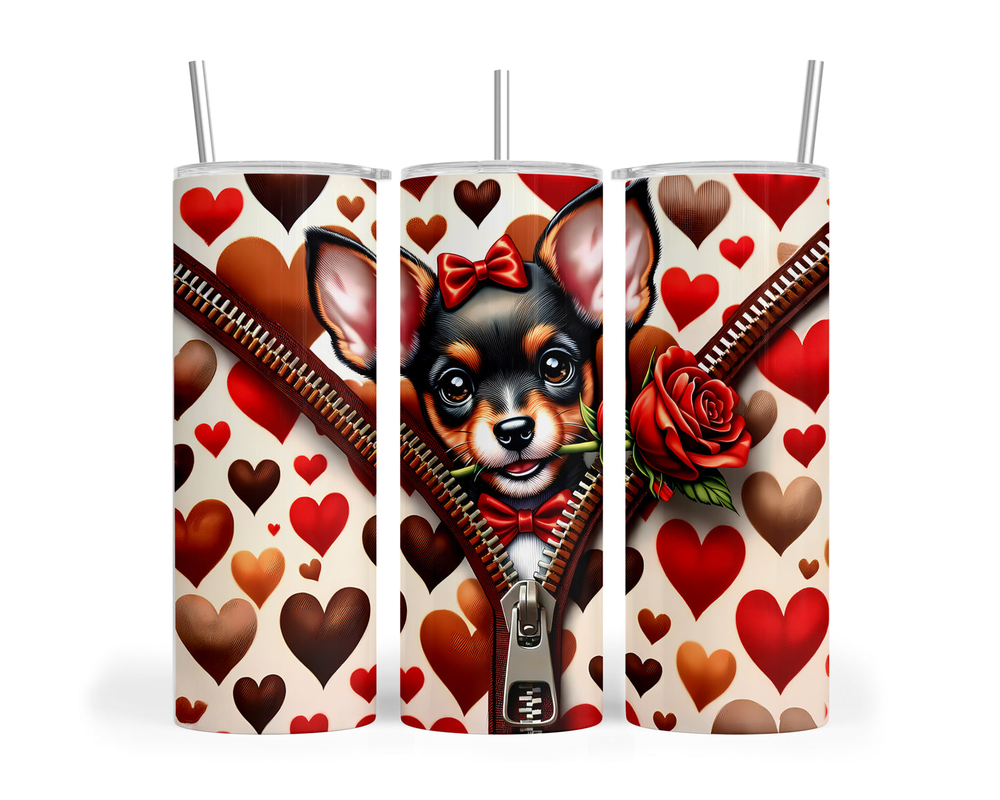 Skinny Tumbler with Straw, 20oz, Dog, Valentines Day, awd-921