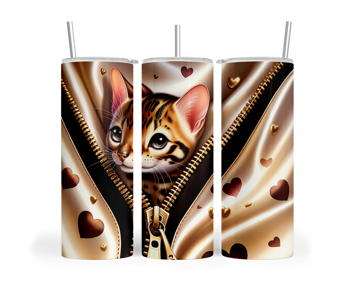 Skinny Tumbler with Straw, 20oz, Cat, Valentines Day, awd-930