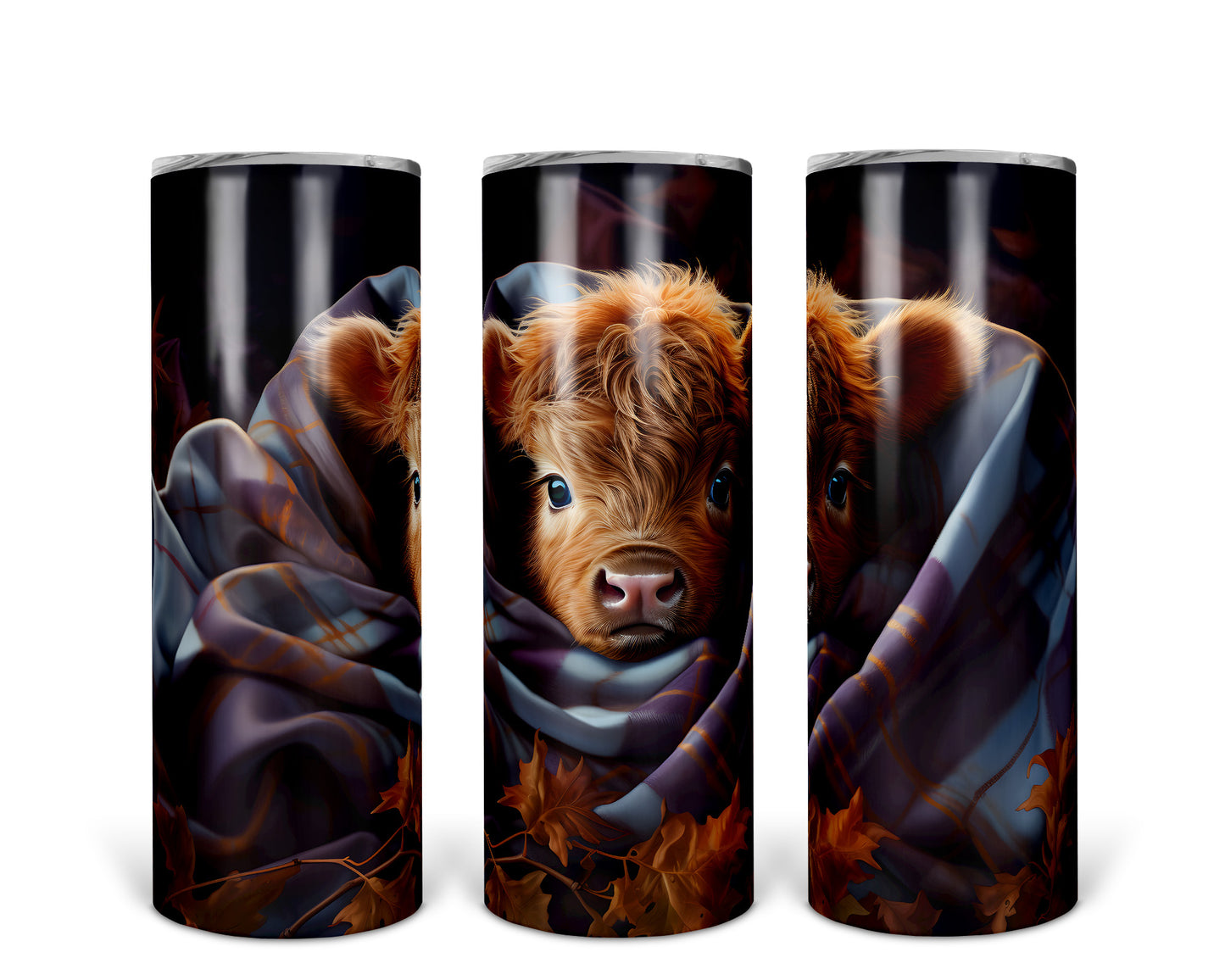 Skinny Tumbler with Straw, 20oz Highlander Cow