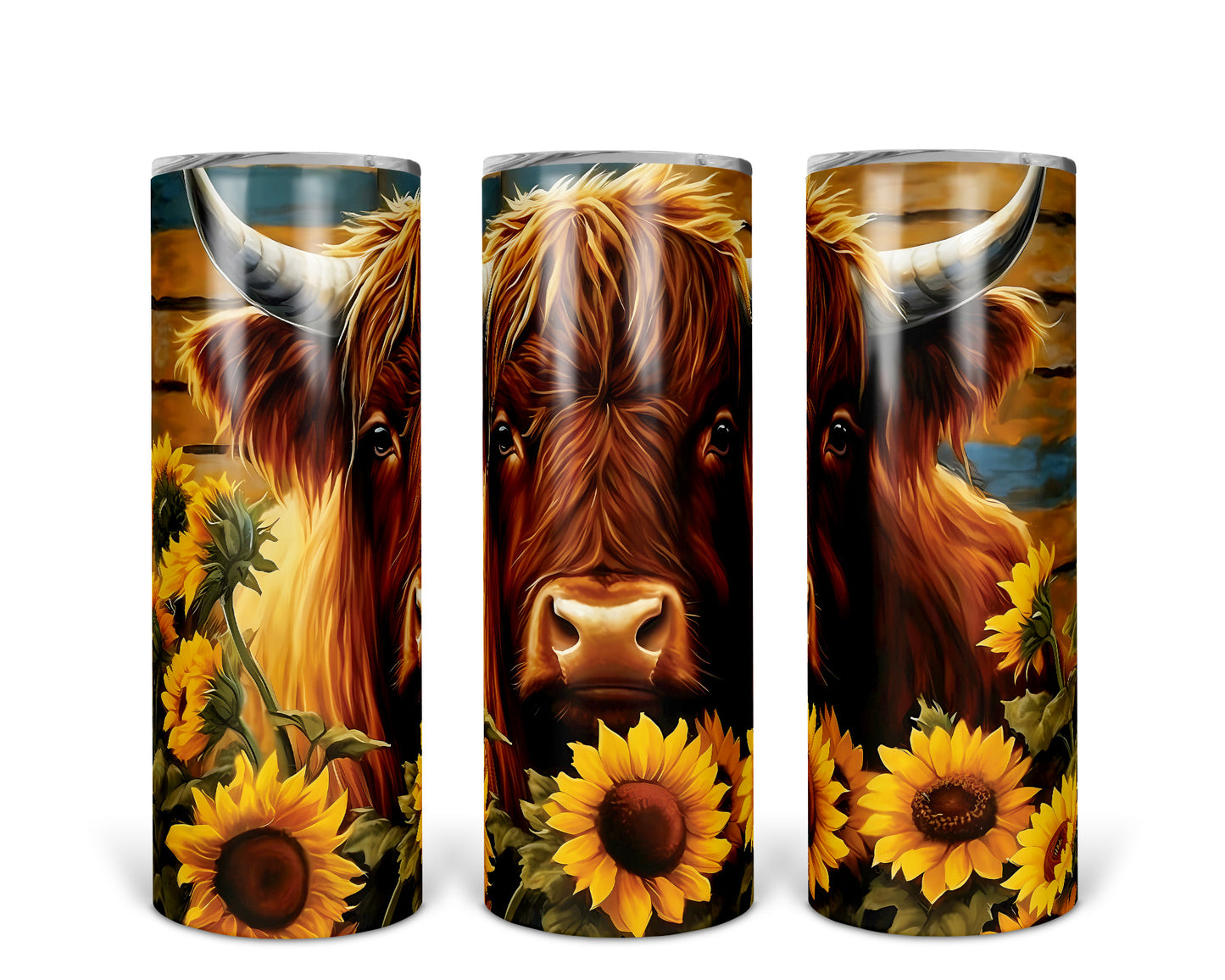 Skinny Tumbler with Straw, 20oz Highlander Cow