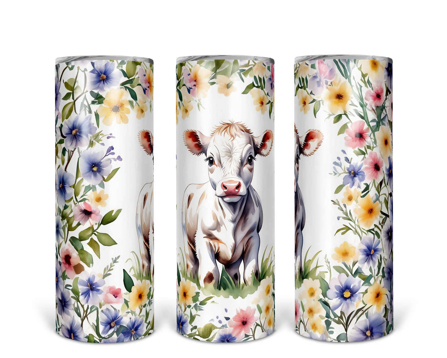 Skinny Tumbler with Straw, 20oz Cow