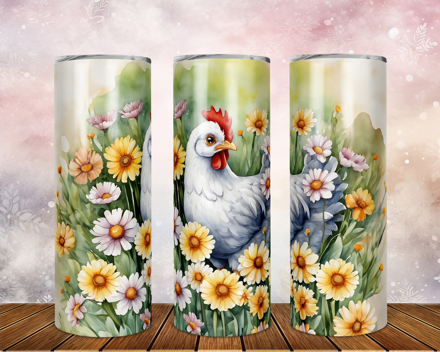 Skinny Tumbler with Straw, 20oz Chicken/Rooster