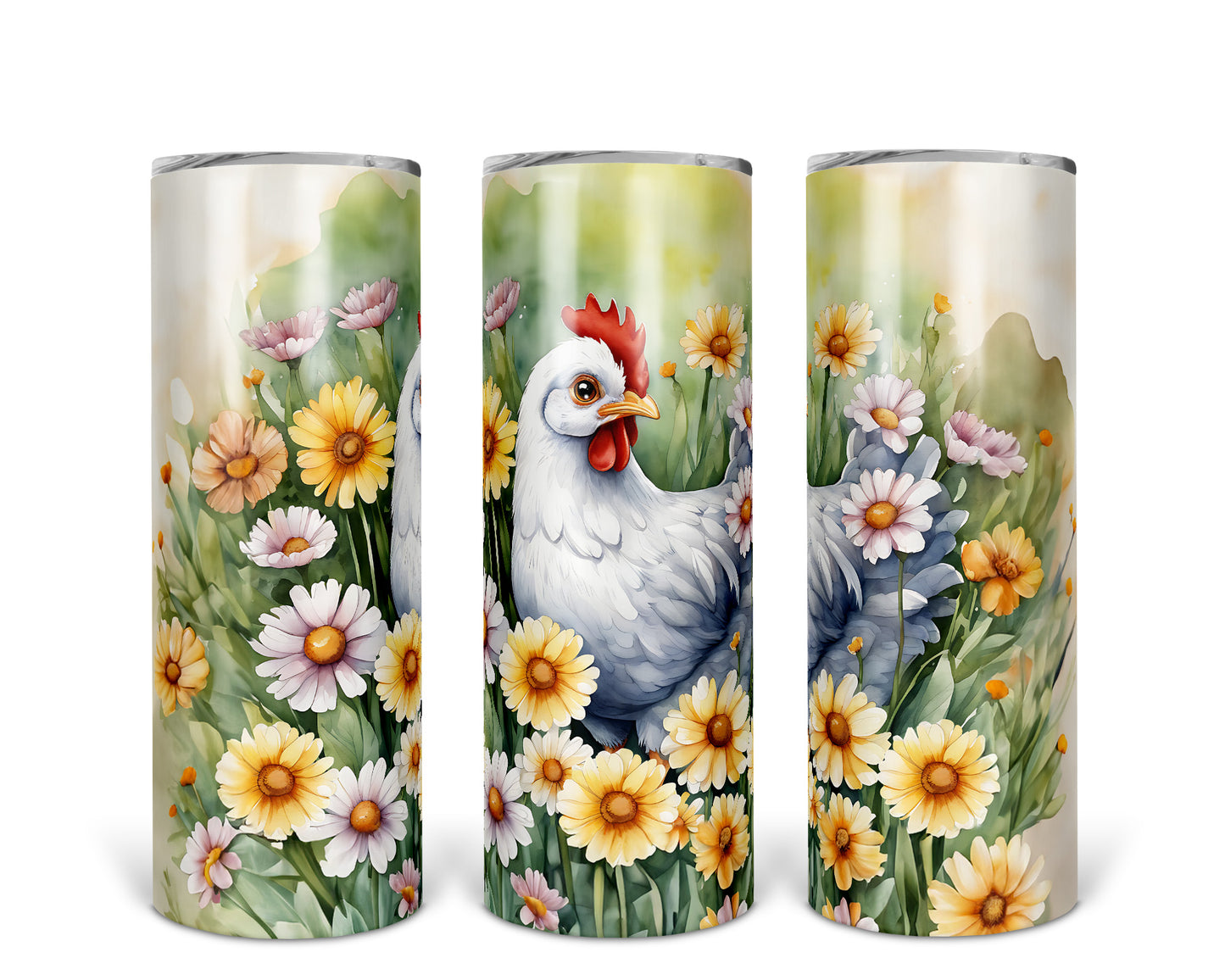 Skinny Tumbler with Straw, 20oz Chicken/Rooster