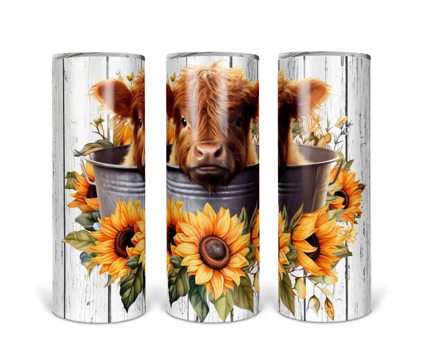 Skinny Tumbler with Straw, 20oz Highlander Cow