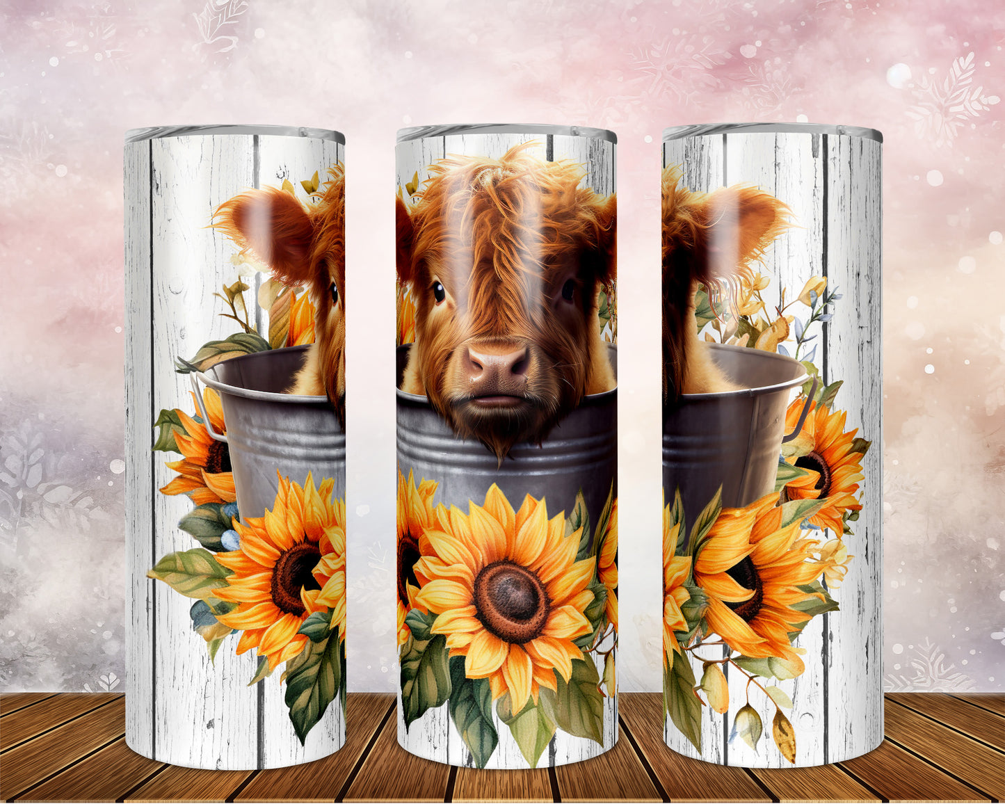 Skinny Tumbler with Straw, 20oz Highlander Cow