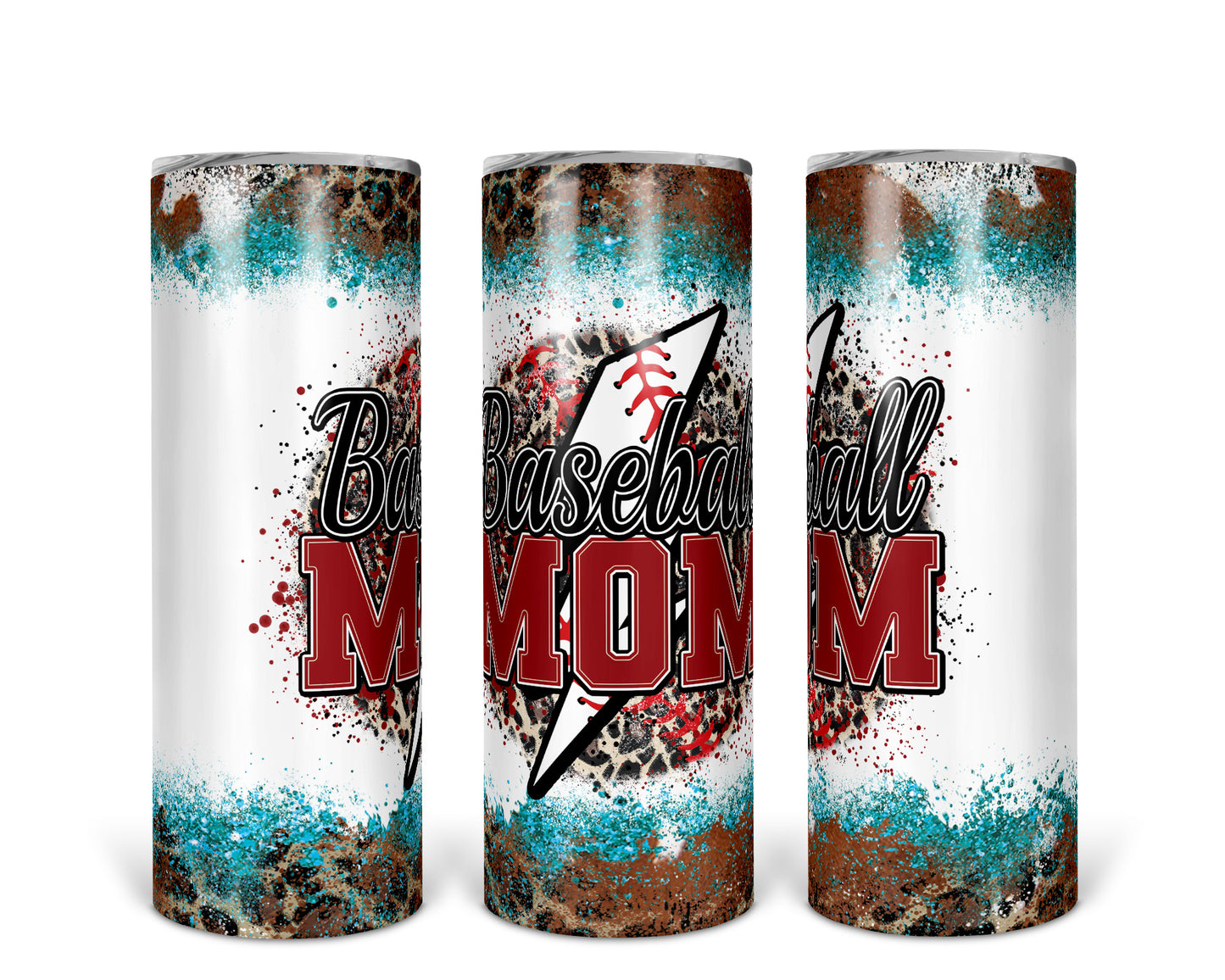 Skinny Tumbler with Straw, 20oz Baseball Mom