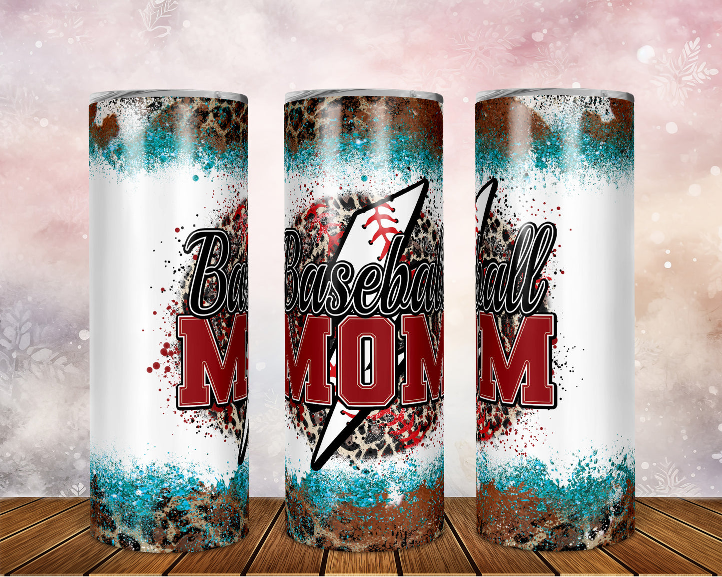 Skinny Tumbler with Straw, 20oz Baseball Mom