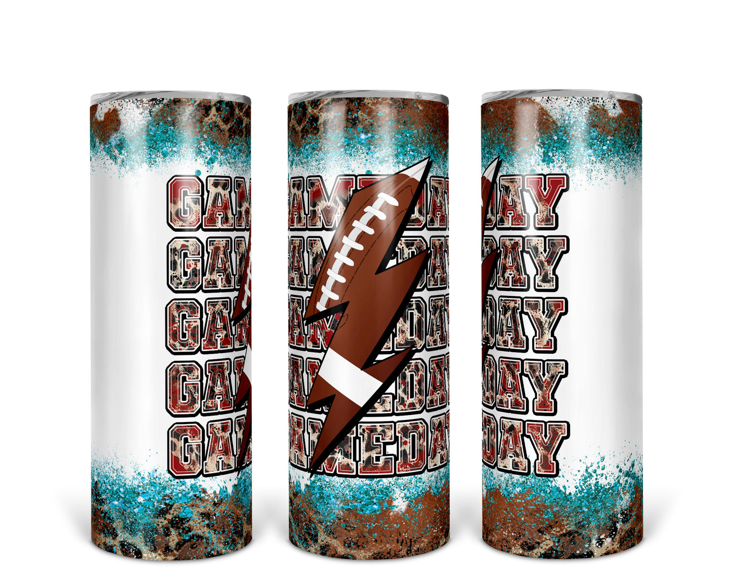 Skinny Tumbler with Straw, 20oz Football, Gameday