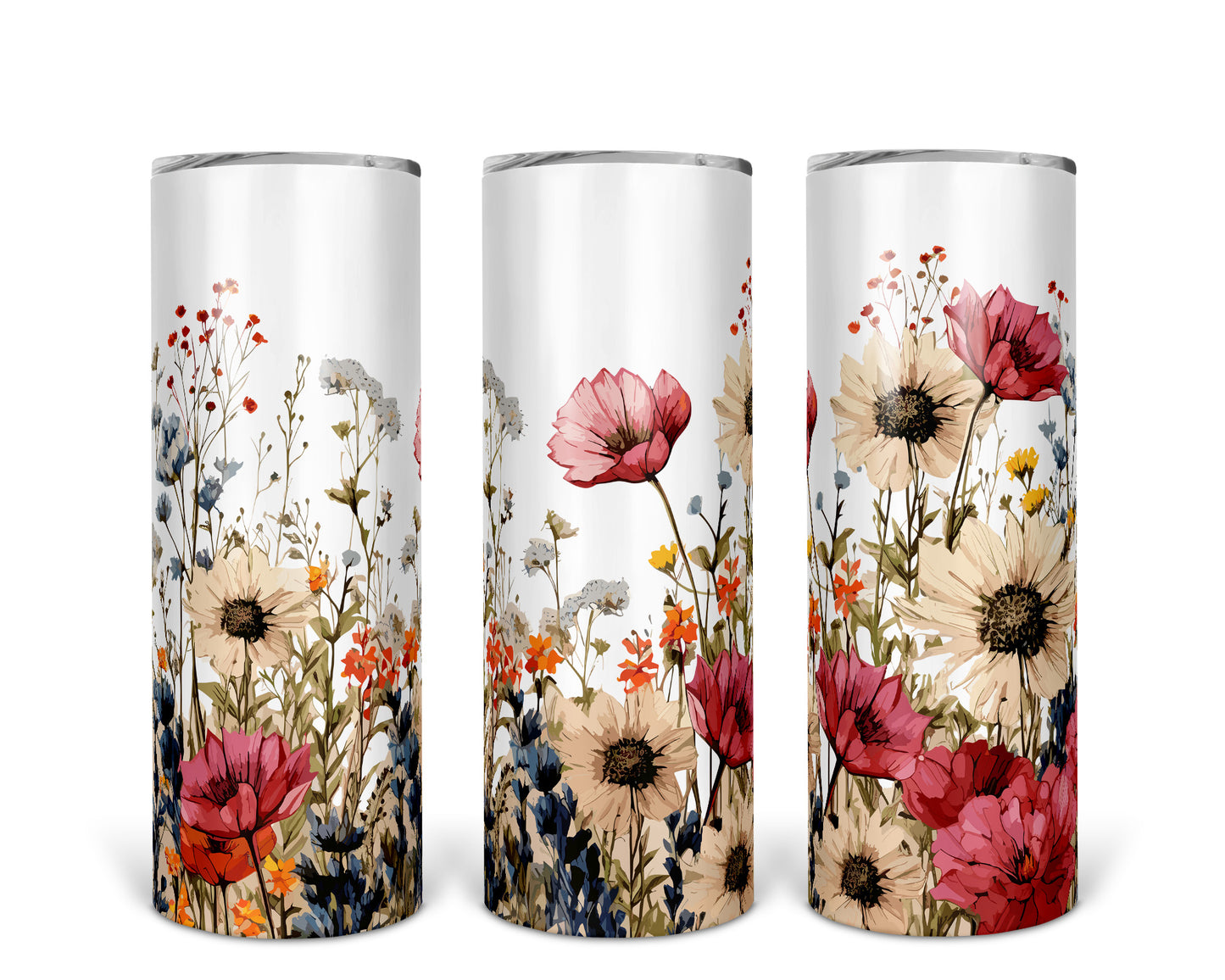 Skinny Tumbler with Straw, 20oz, Floral, awd-314