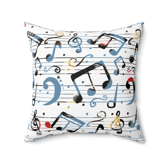 Spun Polyester Square Pillow, Music Cushion