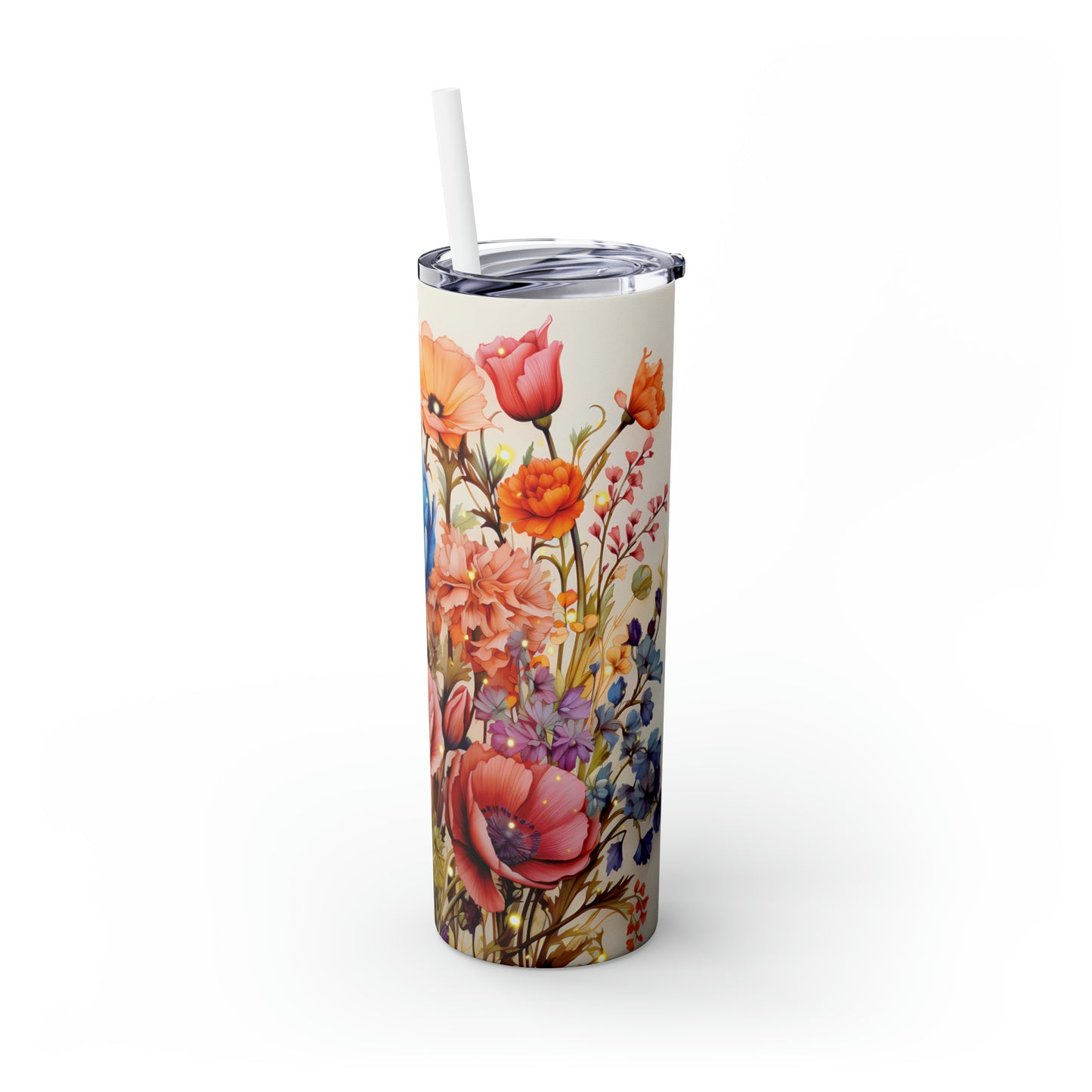 Skinny Tumbler with Straw, 20oz, Floral, awd-425