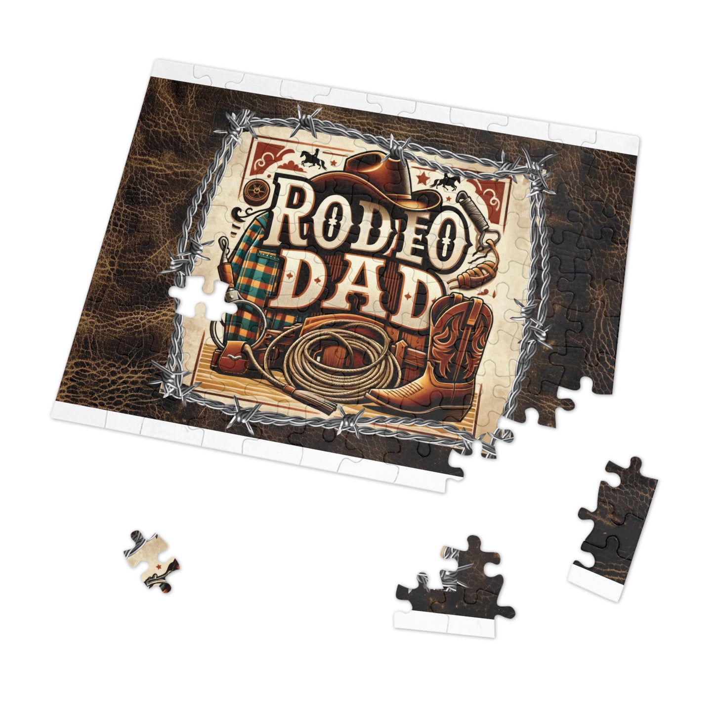 Puzzle, Western, Rodeo Dad, Personalised/Non-Personalised (30, 110, 252, 500,1000-Piece) awd-610