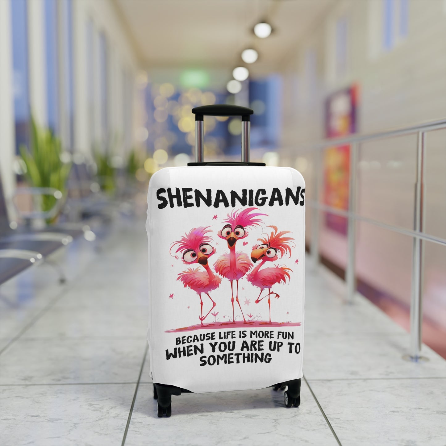 Luggage Cover, Flamingos, Shenanigans, awd-4001