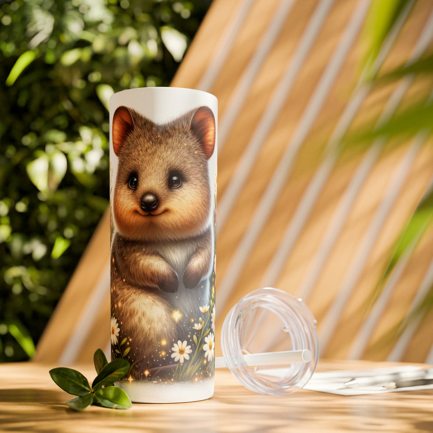 Skinny Tumbler with Straw, 20oz, Australian Animal, Quokka, awd-1332