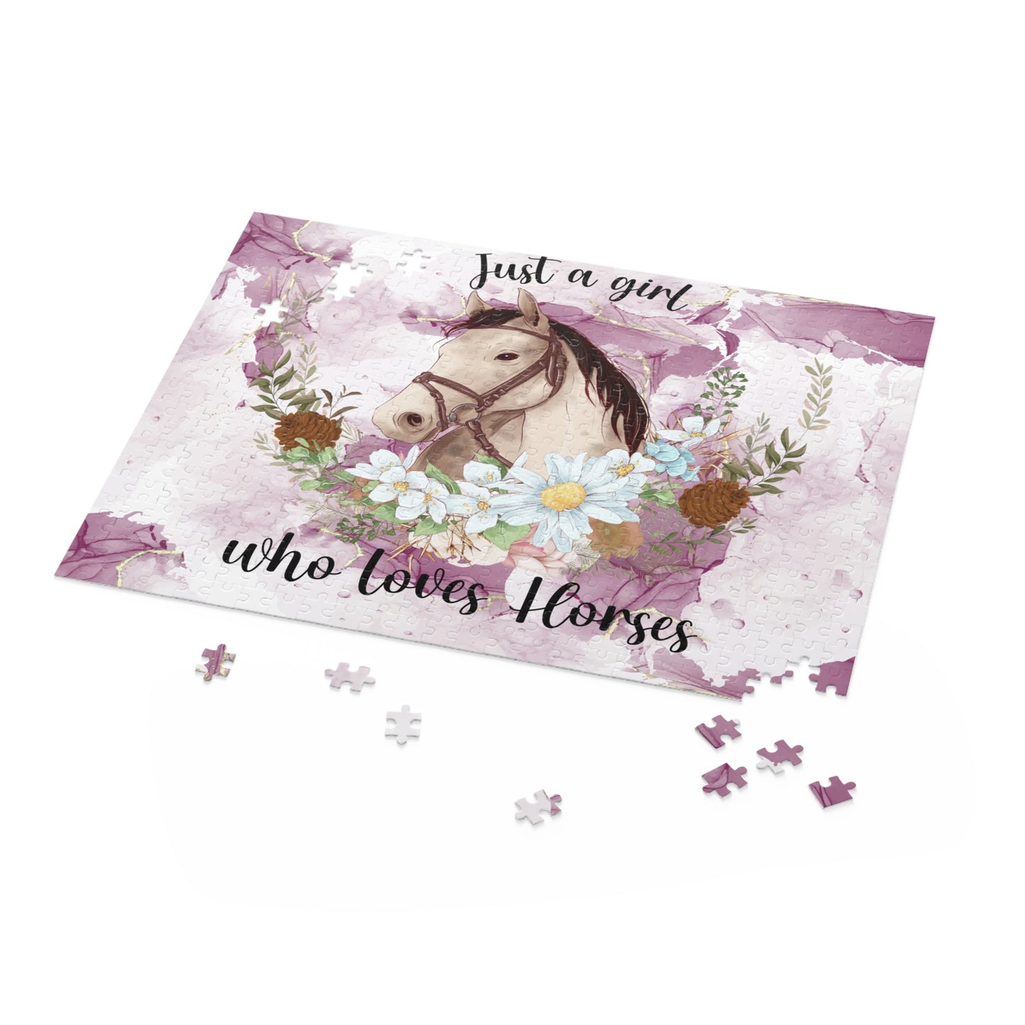 Personalised/Non-Personalised Puzzle, Just a Girl Who Loves Horses (120, 252, 500-Piece)