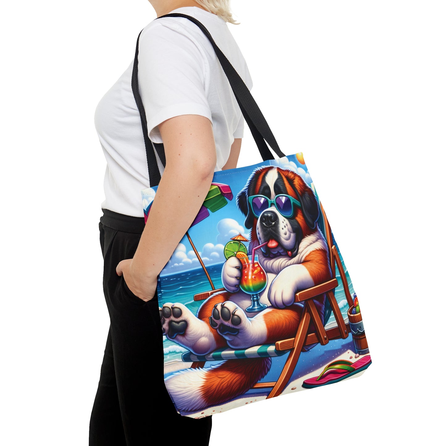 Tote Bag, Dog on Beach, St Bernard, Tote bag,  awd-1246