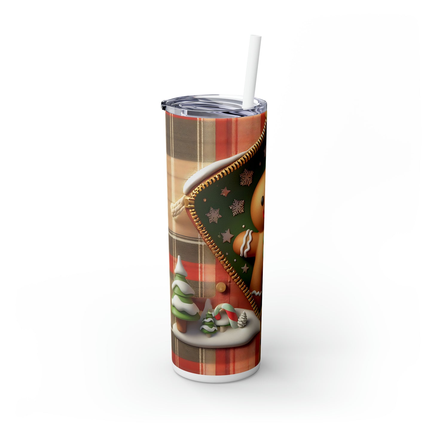 Skinny Tumbler with Straw, 20oz, Gingerbread Man, awd-848