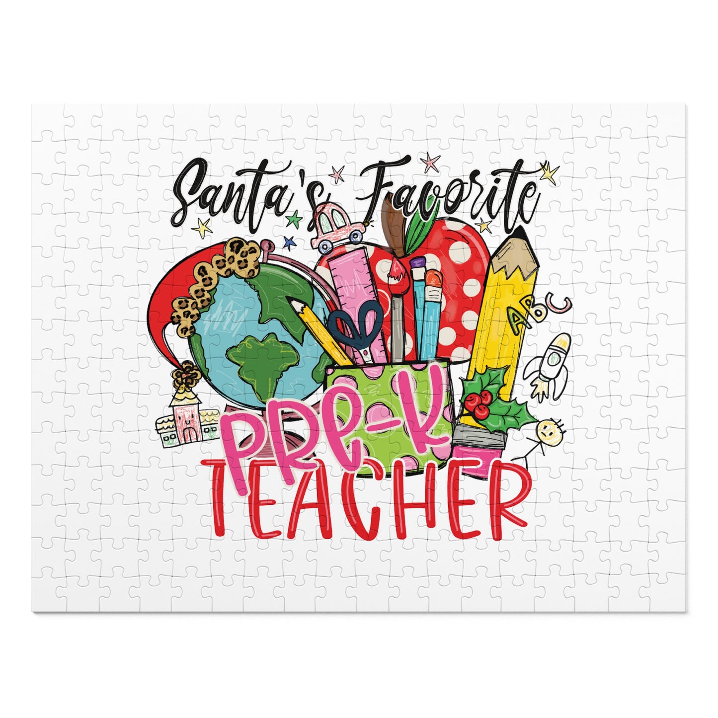 Puzzle, Santa's Favorite PreK Teacher, Personalised/Non-Personalised (30, 110, 252, 500,1000-Piece)