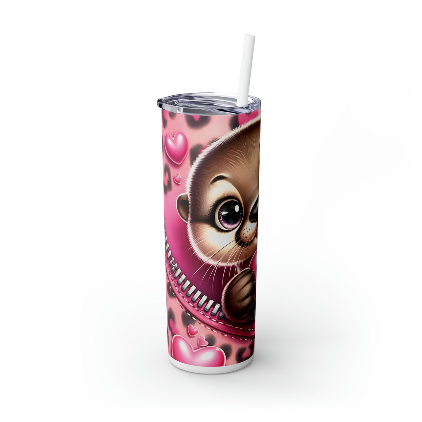 Skinny Tumbler with Straw, 20oz, Otter, Valentines Day