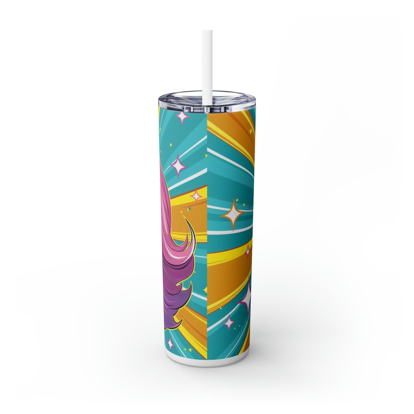 Skinny Tumbler with Straw, 20oz, Pop Art