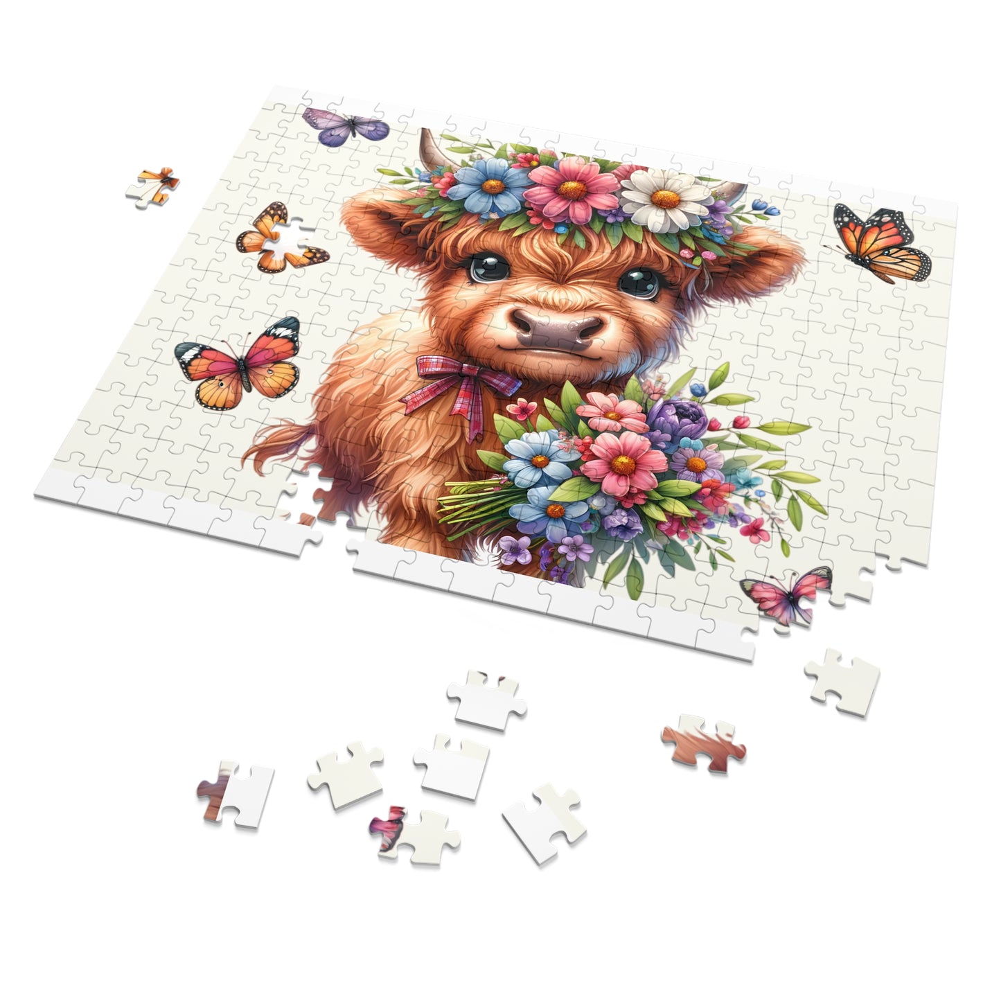 Jigsaw Puzzle, Highland Cow, Personalised/Non-Personalised (30, 110, 252, 500,1000-Piece)