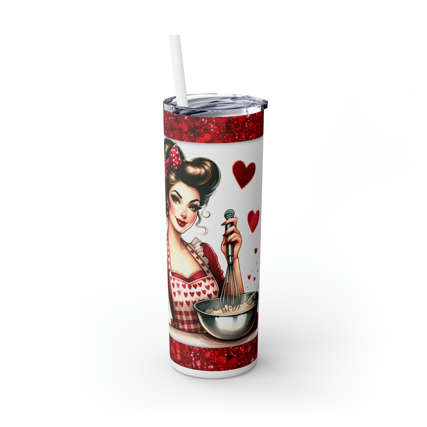 Skinny Tumbler with Straw, 20oz, Retro, Quote, Whip It Good