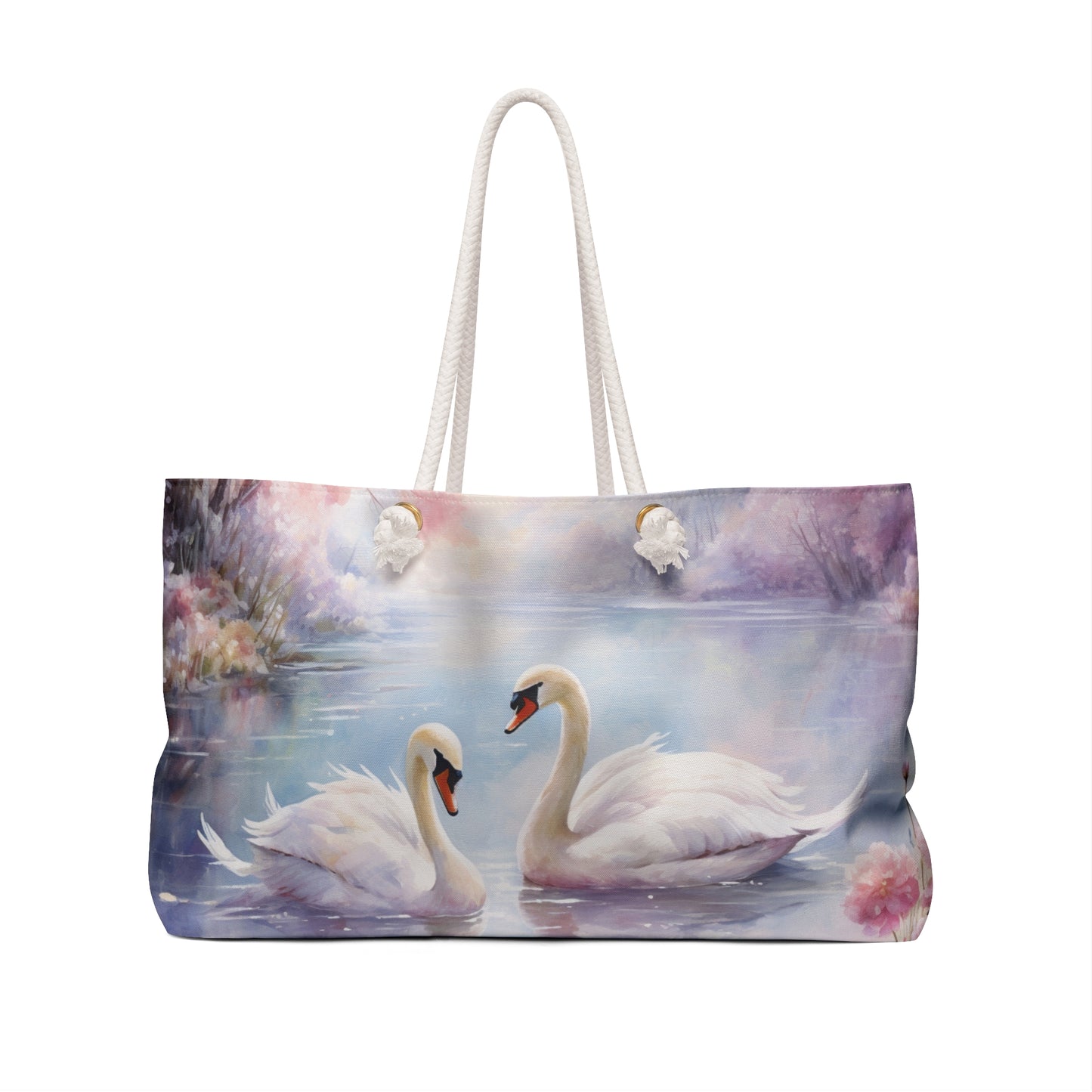 Personalised/Non-Personalised Weekender Bag, Swan, Large Weekender Bag, Beach Bag, Book Bag