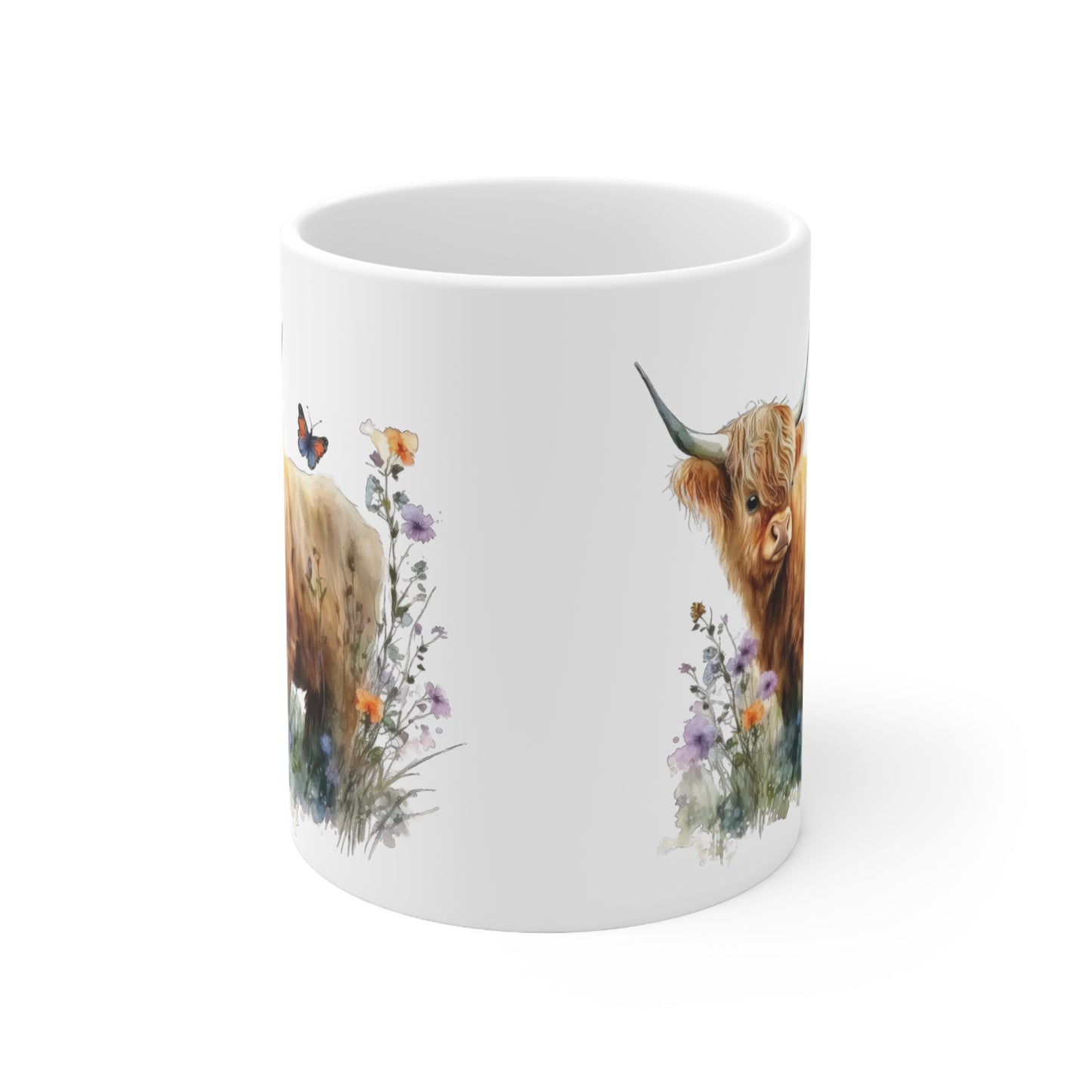 Personalised/Non Personalised Highland Cow, Ceramic Mug 11oz, Highland Cow Mug