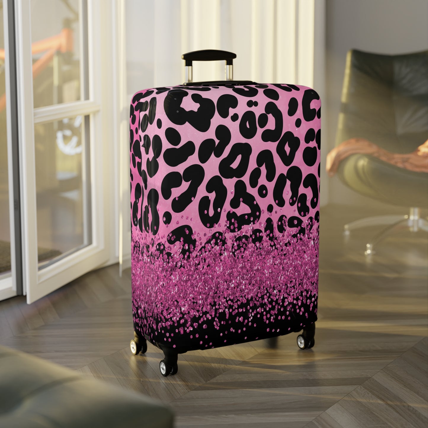 Luggage Cover, Pink Leopard Print, awd-3083