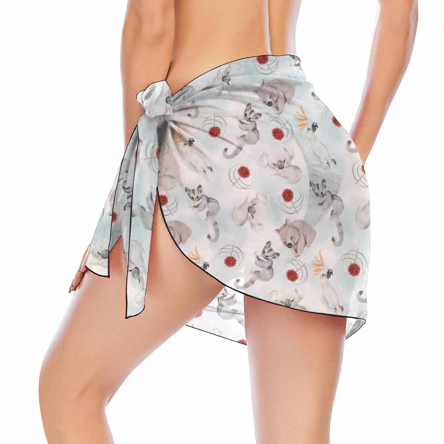 Australian Animals Koala Wombat Sugar Glider Cockatoo  Women&#039;s Beach Sarong Wrap