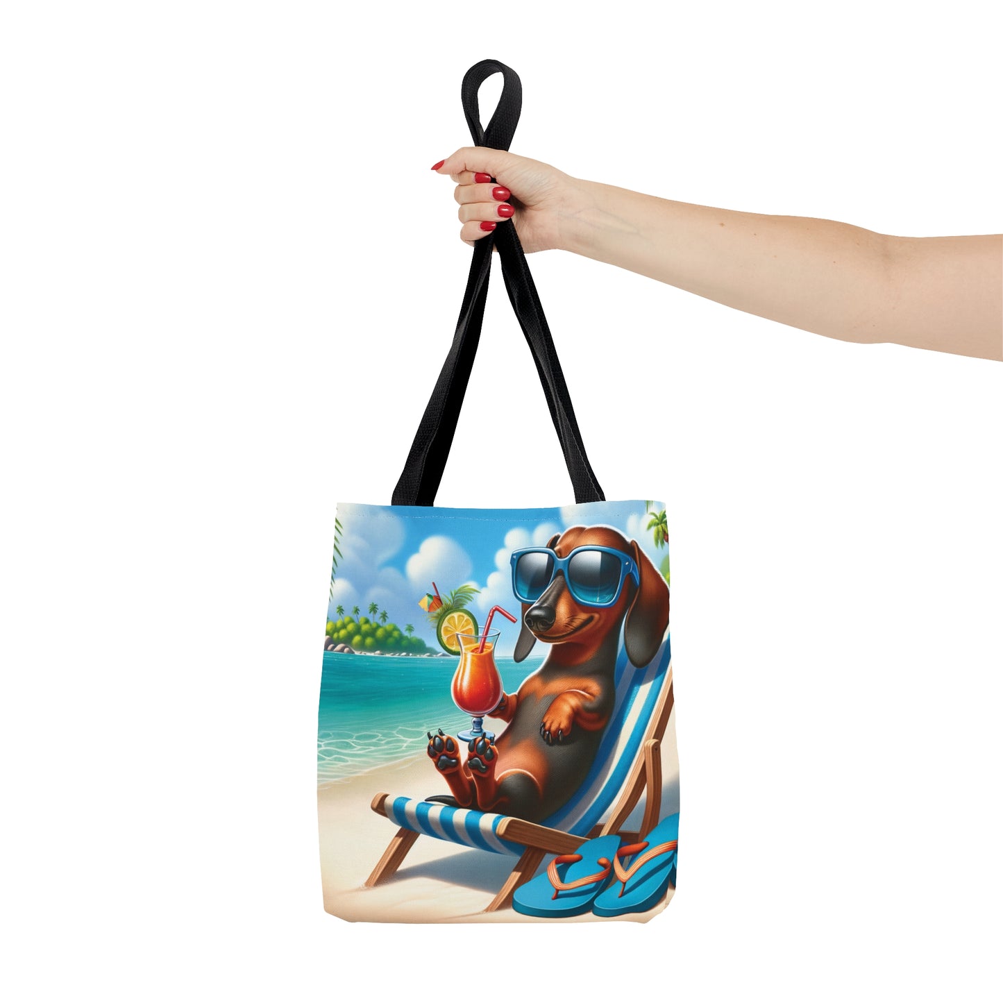 Tote Bag, Dog on Beach, Dachshund, Tote bag, awd-1208