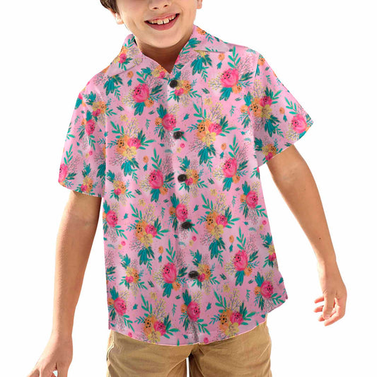 Australian Floral Pink  Little Boys Hawaiian Shirt