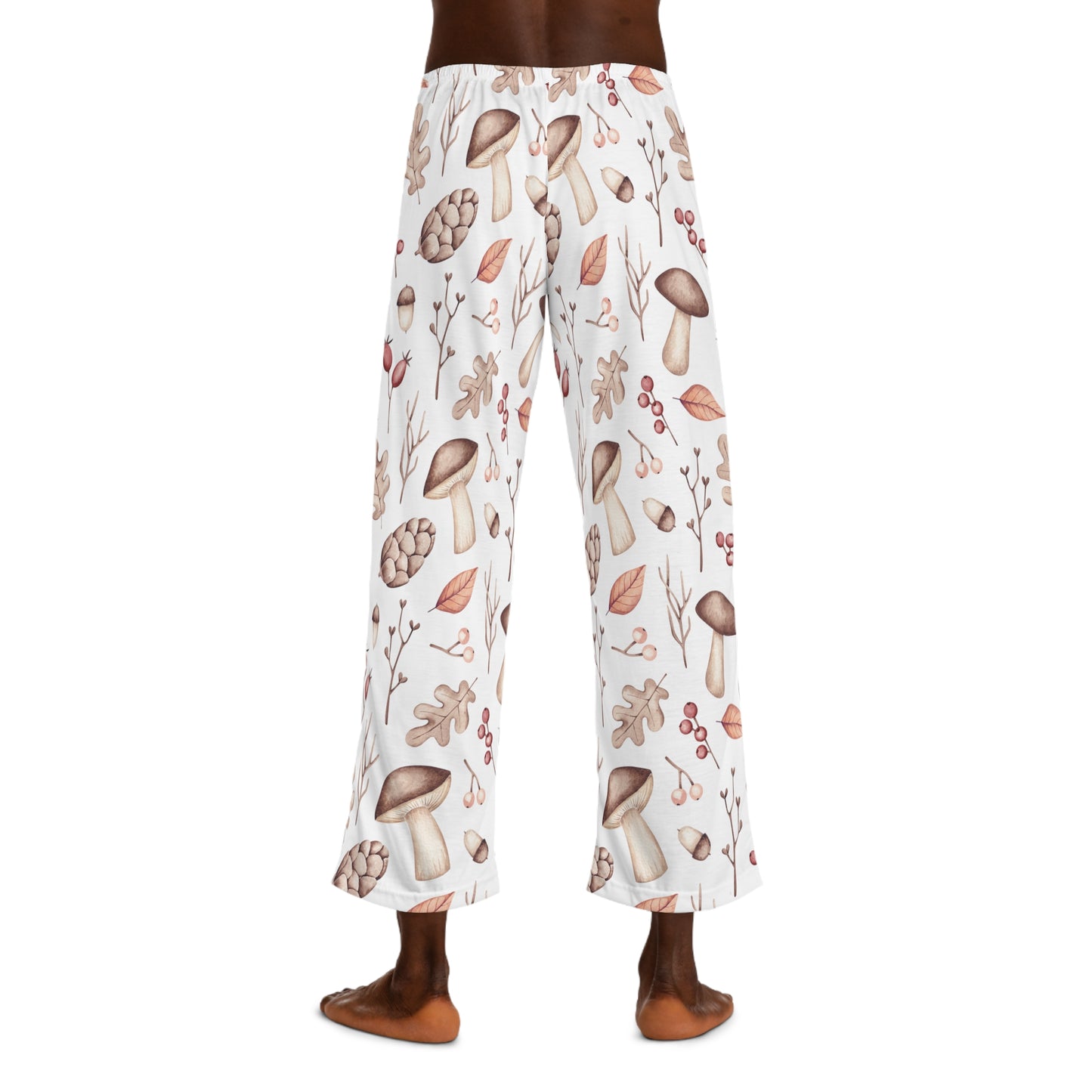 Men's Pajama Pants, Mushroom and Acorns, Sleepwear Bottoms