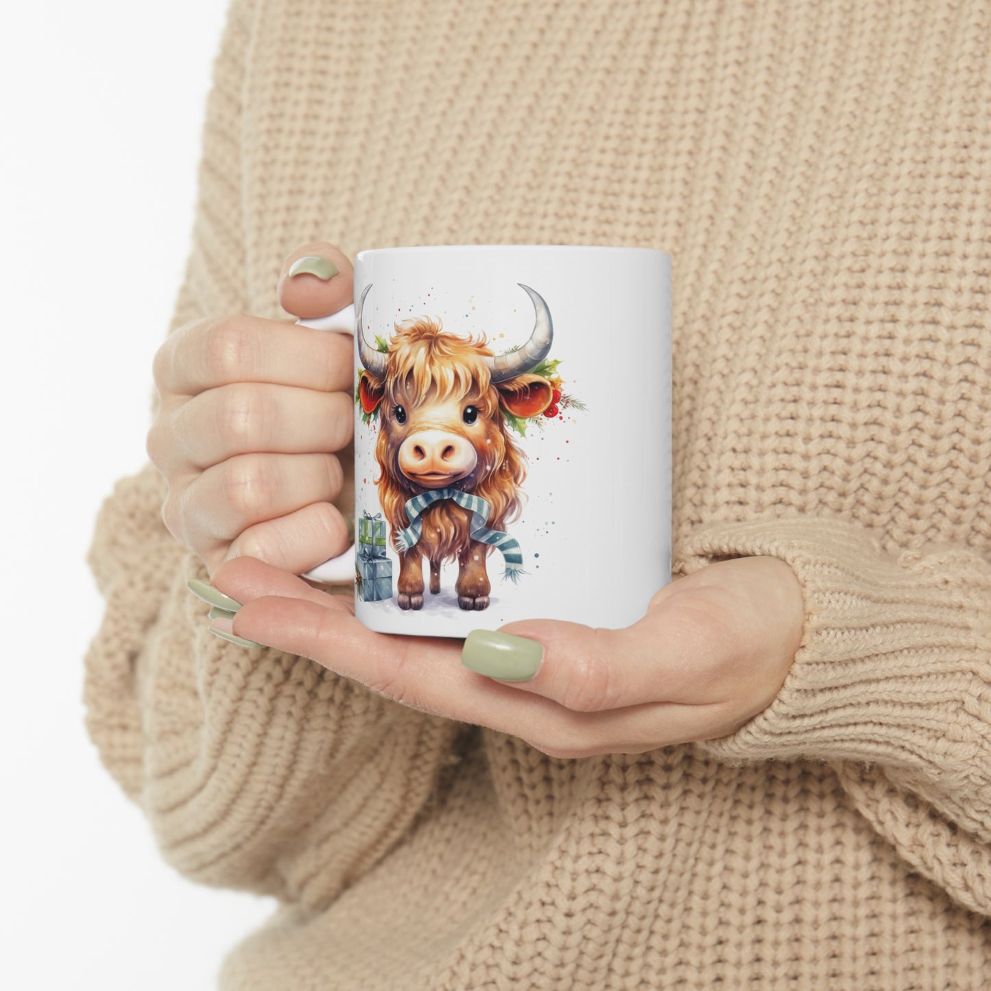 Personalised/Non Personalised Highland Cow, Ceramic Mug 11oz, Highland Cow Mug