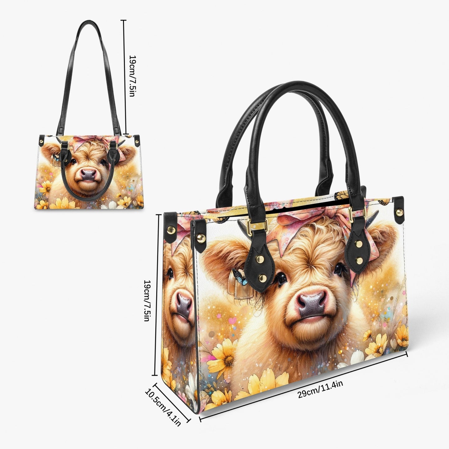 Women's Tote Bag - Long Strap Highland Cow