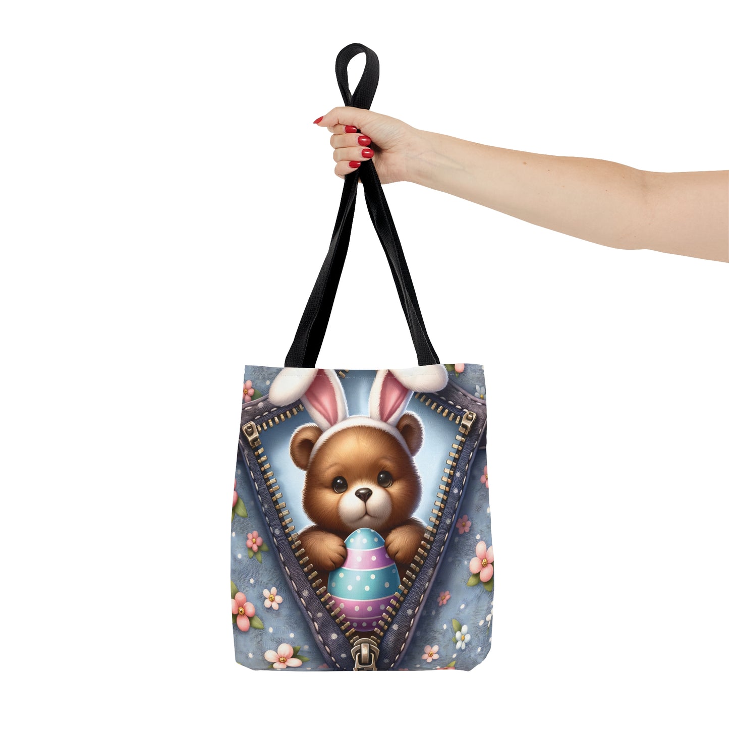 Tote Bag, Easter, Cute Bear with Bunny Ears, Personalised/Non-Personalised Tote bag