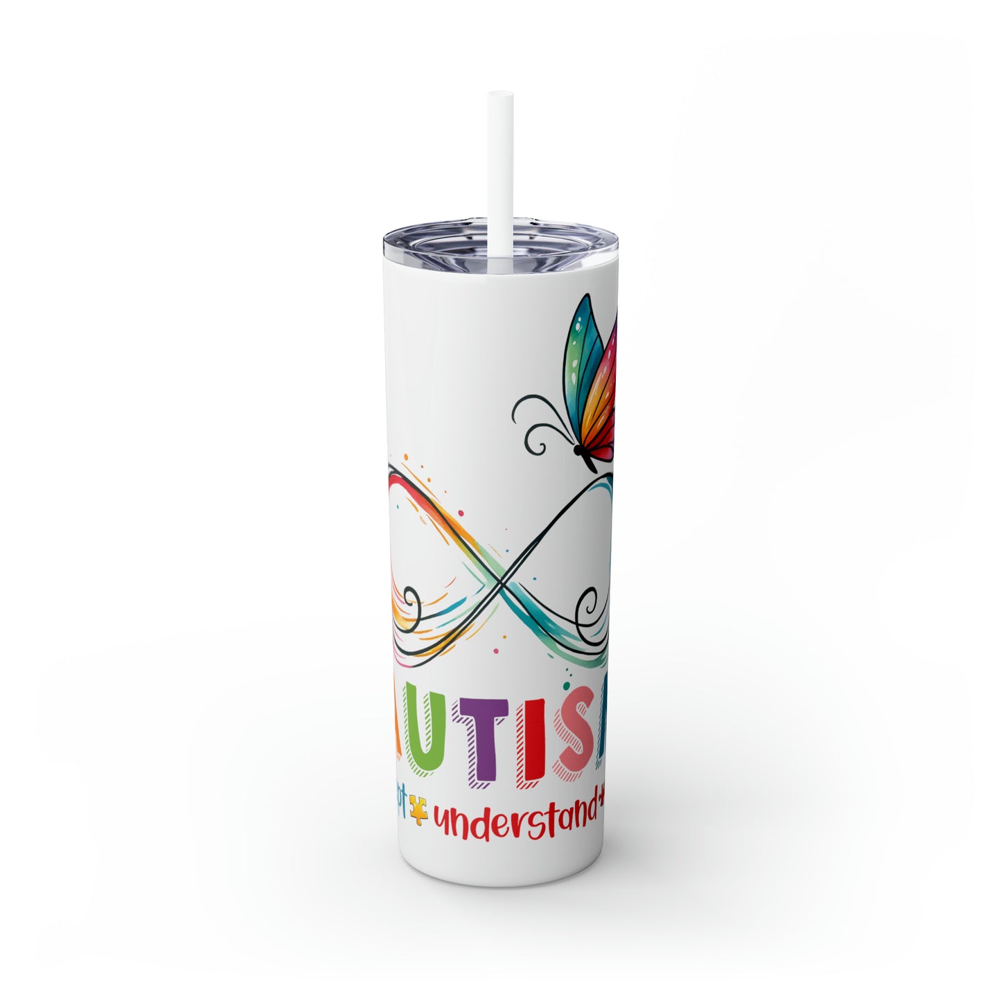 Skinny Tumbler with Straw, 20oz, Autism, awd-1074