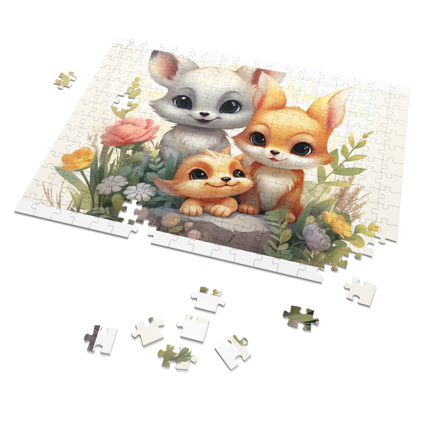 Jigsaw Puzzle, Fox Family, Personalised/Non-Personalised (30, 110, 252, 500,1000-Piece)