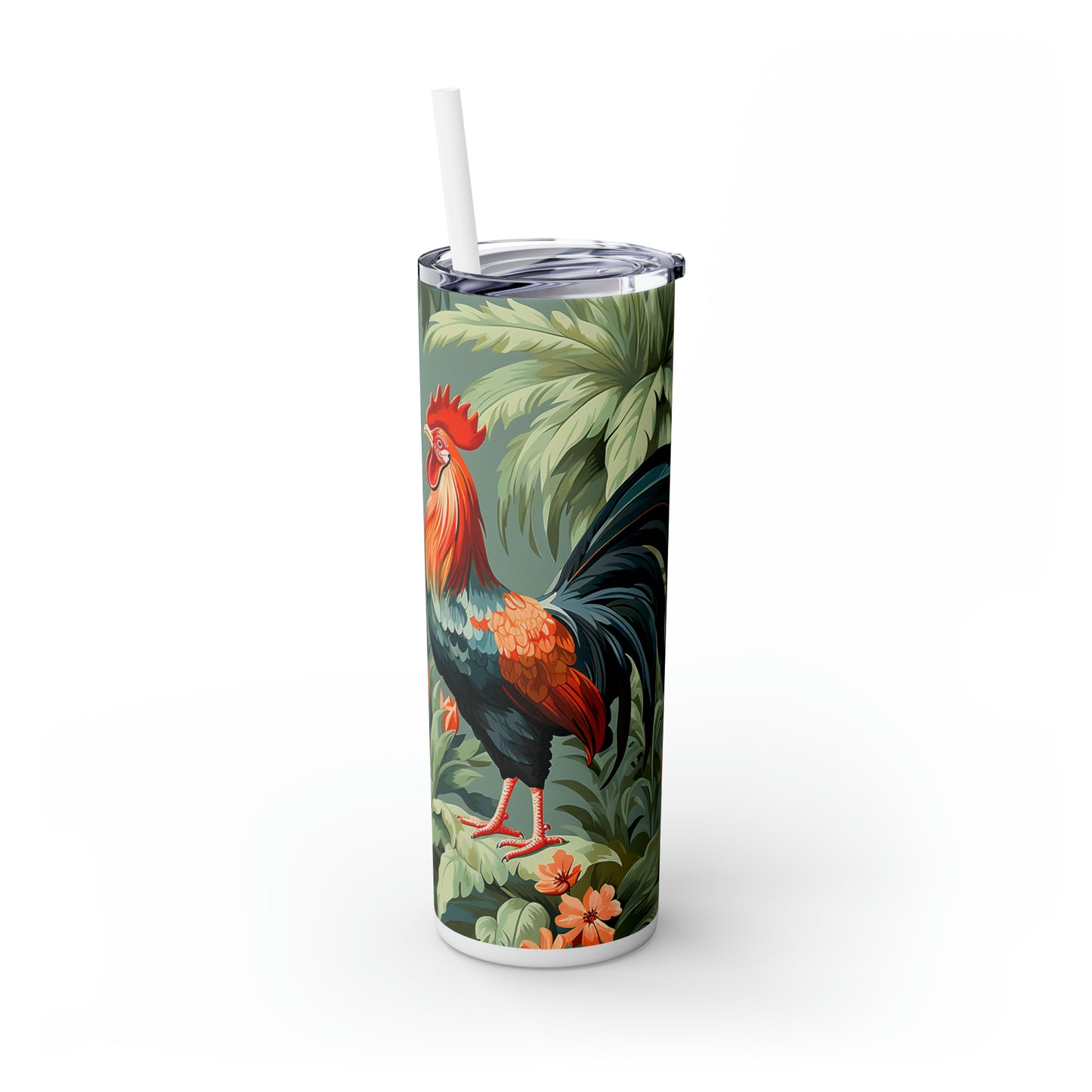 Skinny Tumbler with Straw, 20oz, Rooster