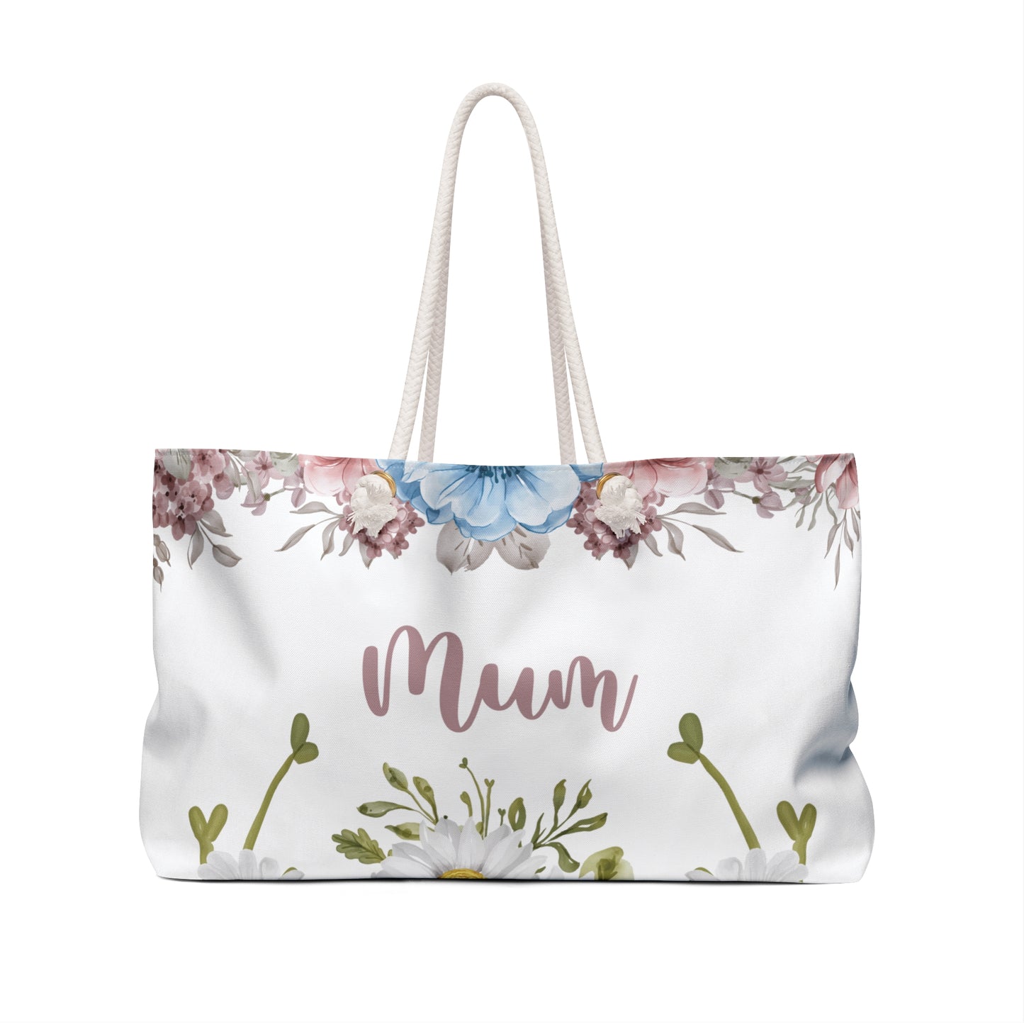 Personalised/Non-Personalised Weekender Bag, Floral, Mum, Large Weekender Bag, Beach Bag, Book Bag