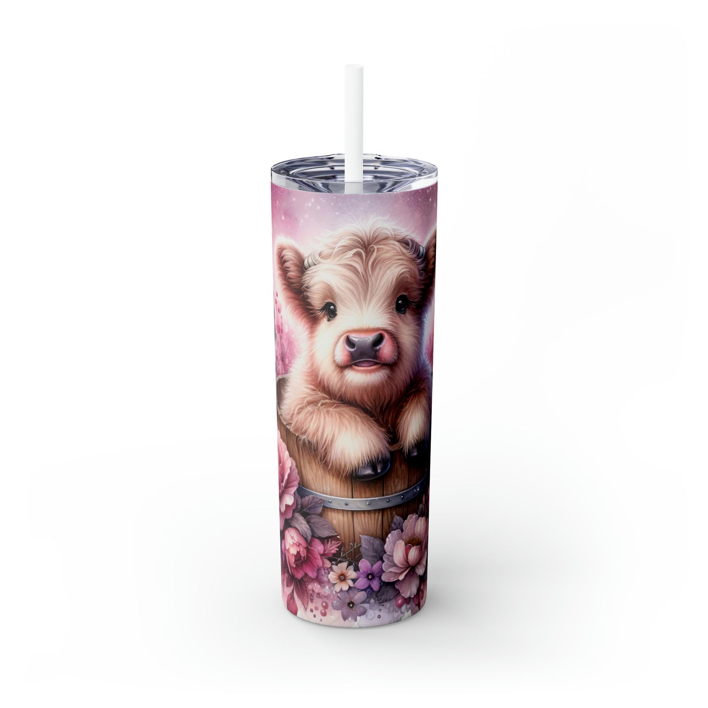 Skinny Tumbler with Straw, 20oz, Baby Highland Cow