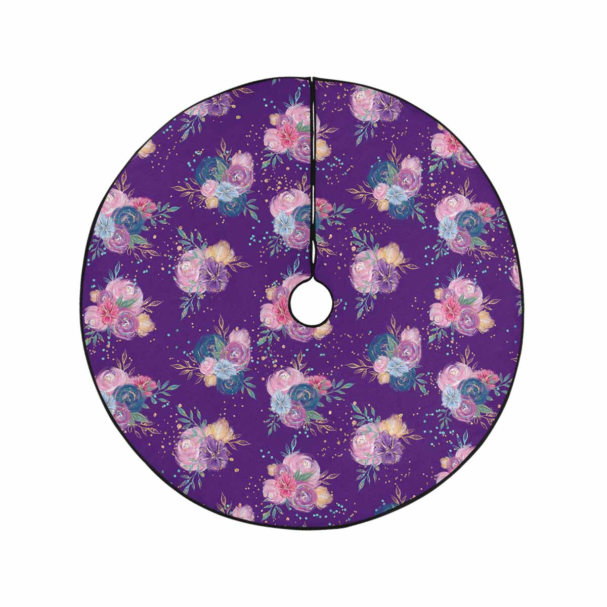 Purple Floral  Christmas Tree Skirt