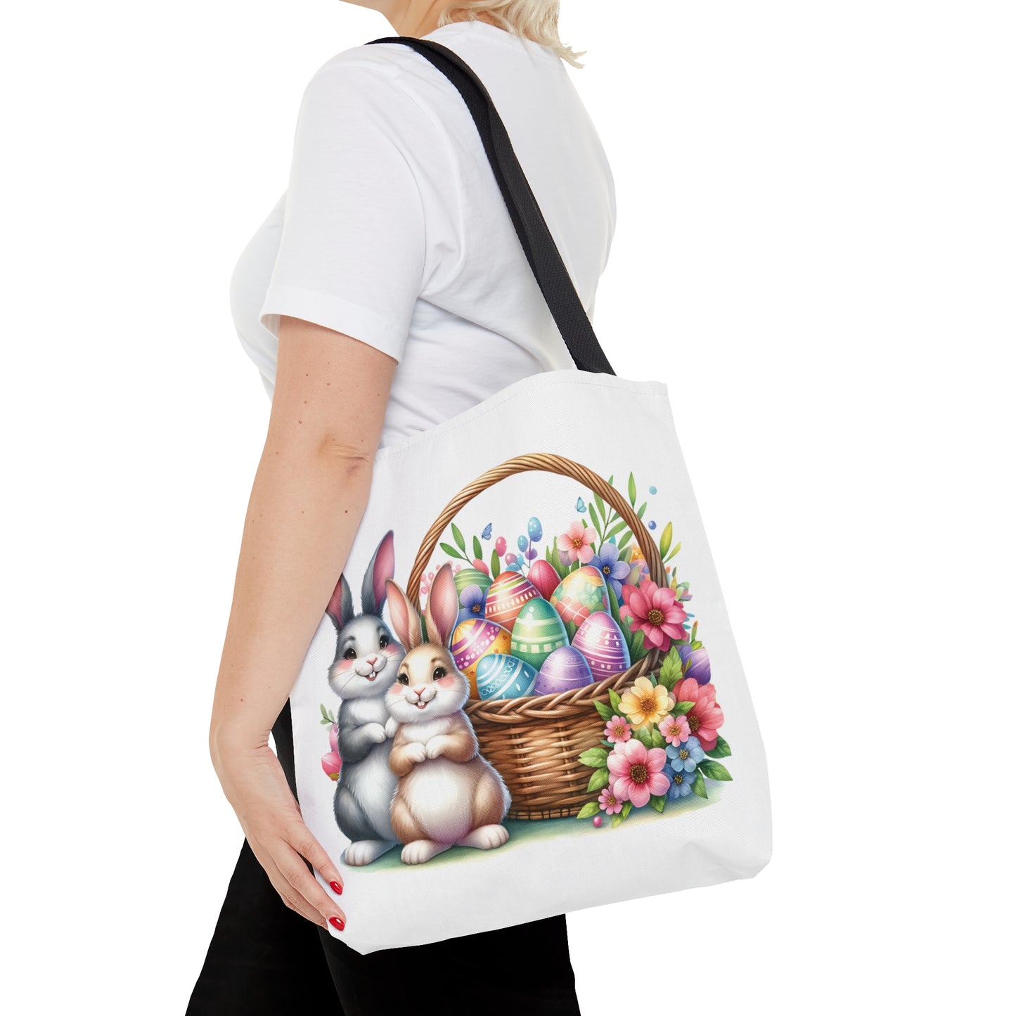 Tote Bag, Easter Rabbits with Basket, Tote bag