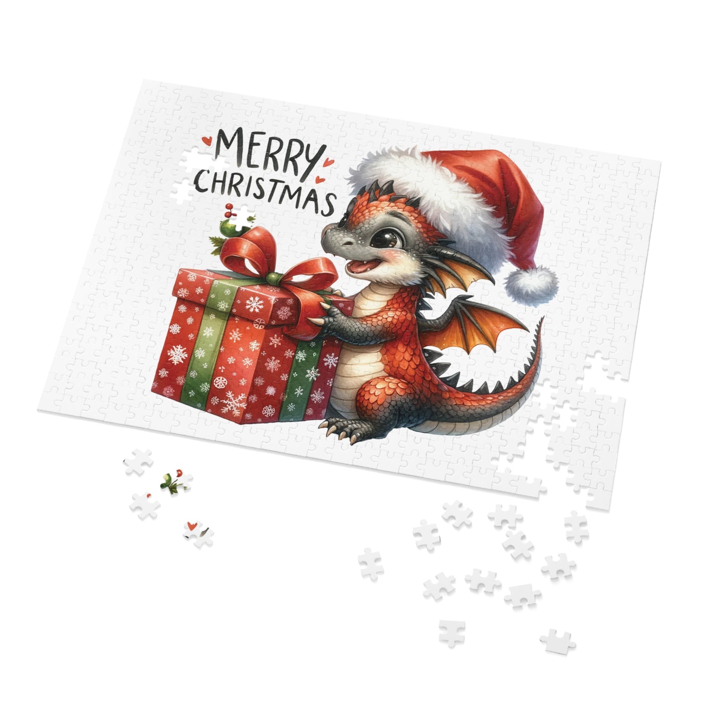 Jigsaw Puzzle, Christmas, Dragon, Personalised/Non-Personalised (30, 110, 252, 500,1000-Piece)