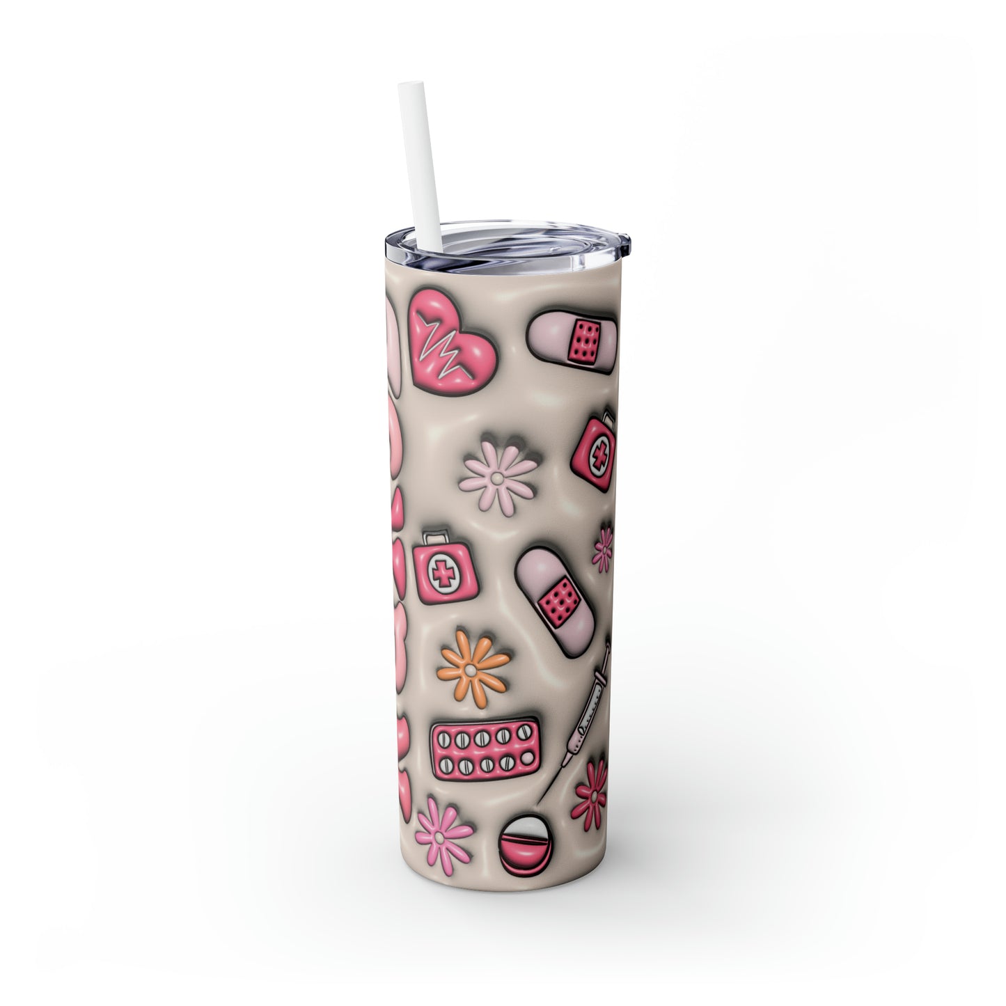 Skinny Tumbler with Straw, 20oz, Nurse