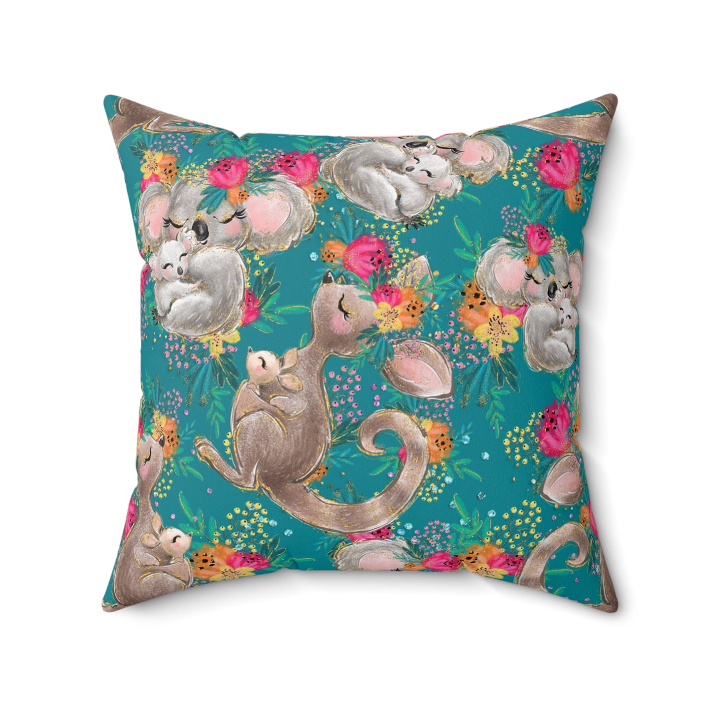 Spun Polyester Square Pillow, Australian Animals