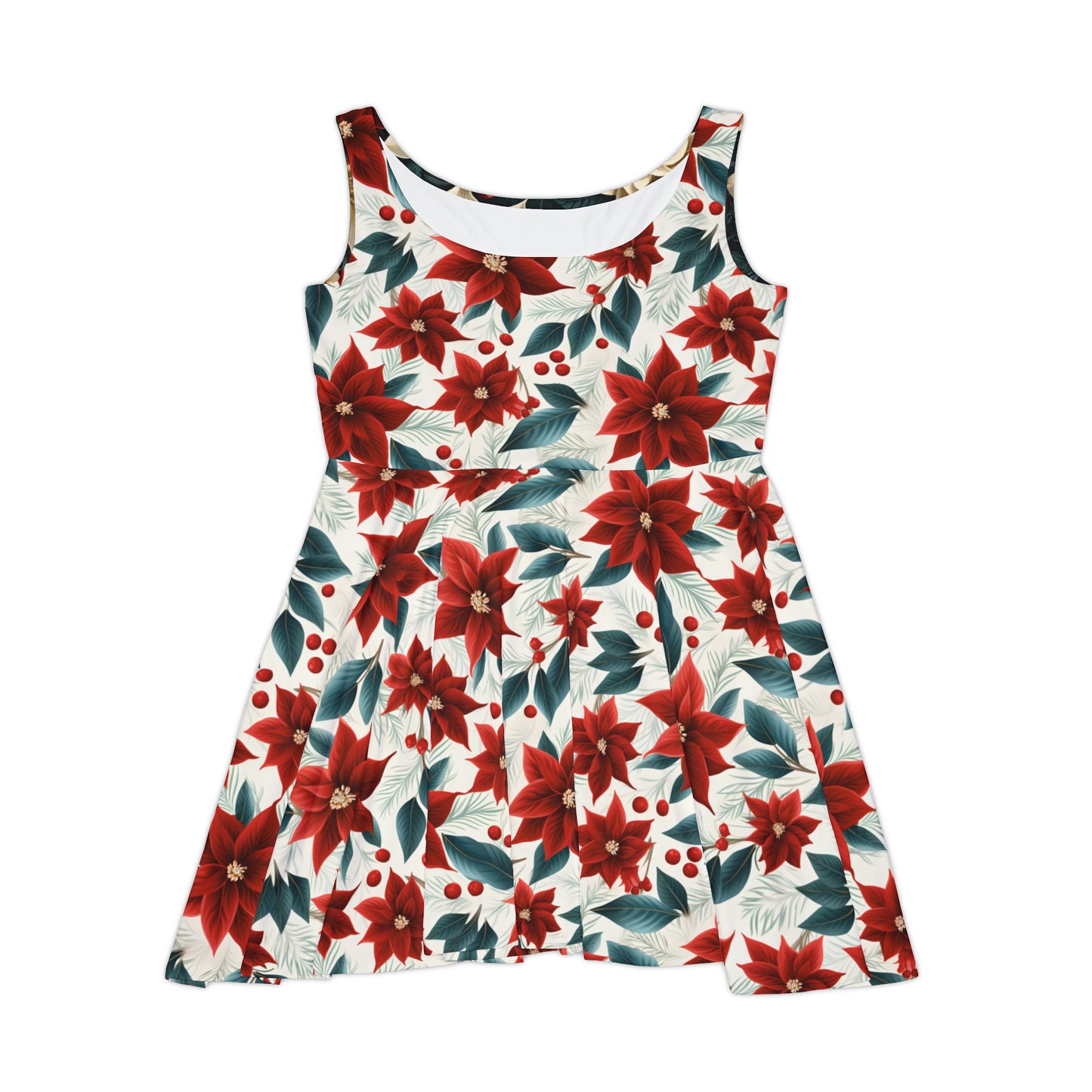 Women's Skater Dress, Red Poinsettia