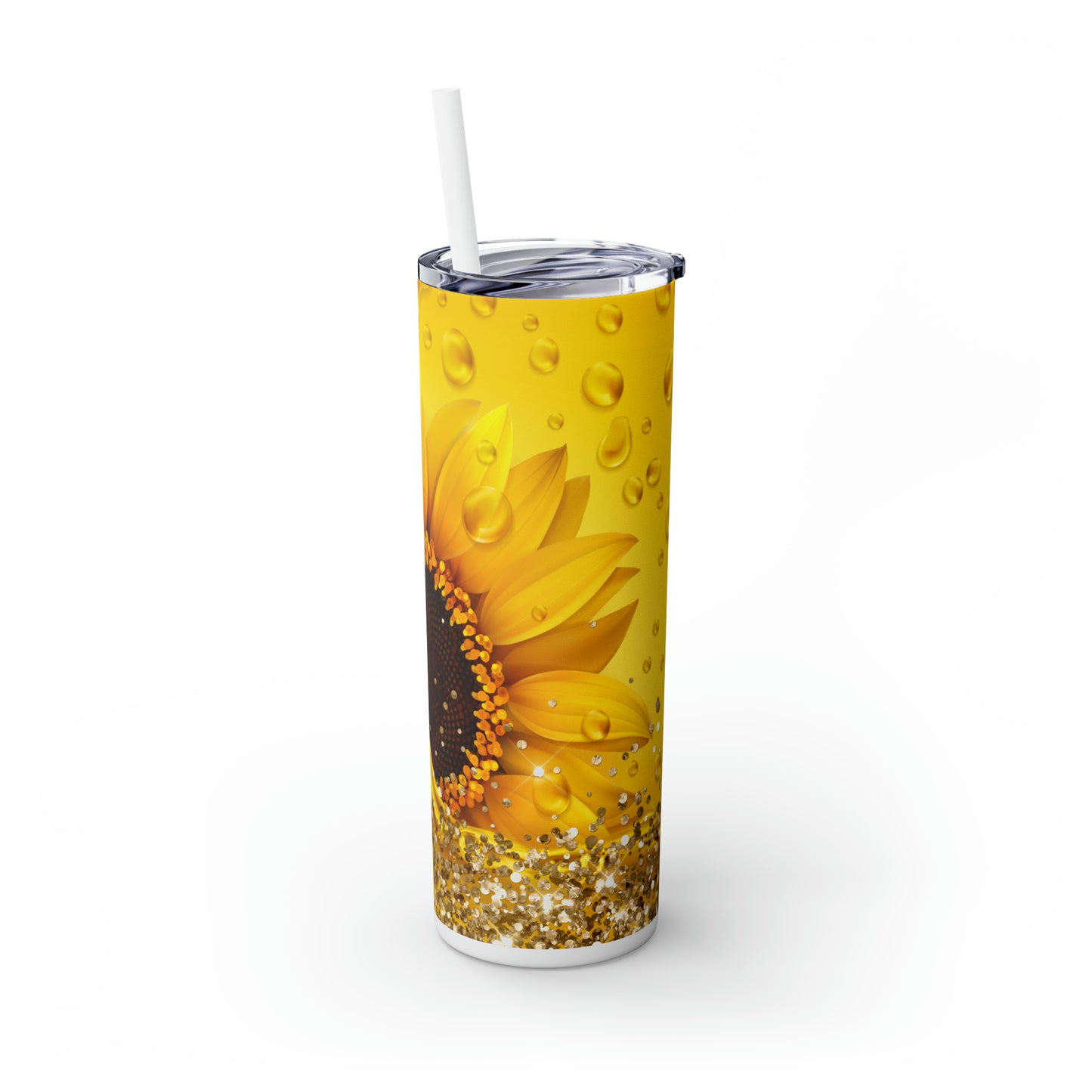 Skinny Tumbler with Straw, 20oz, Sunflower