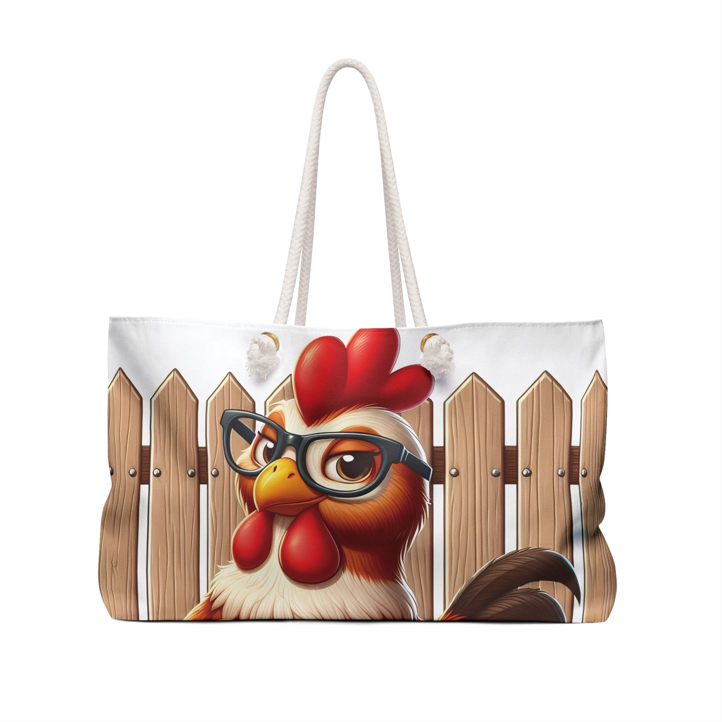 Personalised/Non-Personalised Weekender Bag, Chicken/Rooster, Large Weekender Bag, Beach Bag, Book Bag