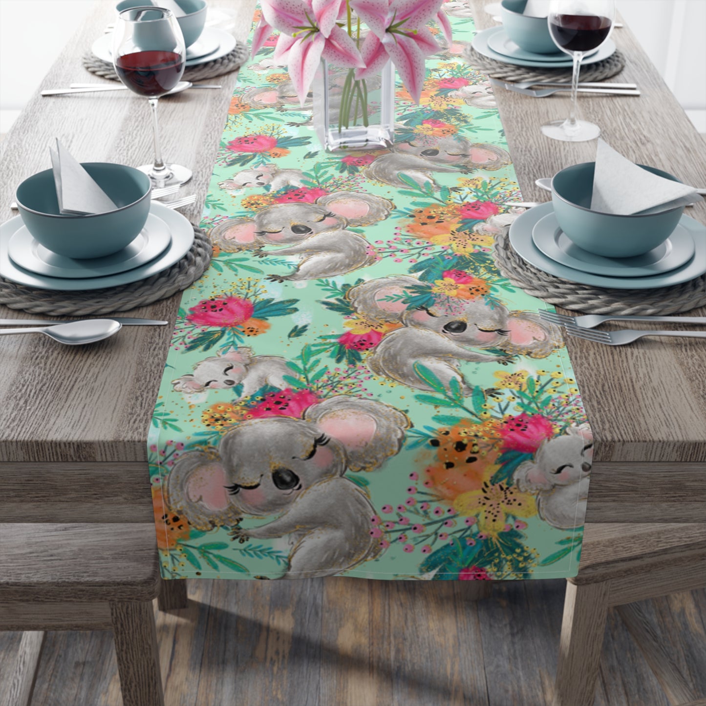 Australian Koalas Table Runner, Cotton Twill and Poly Available